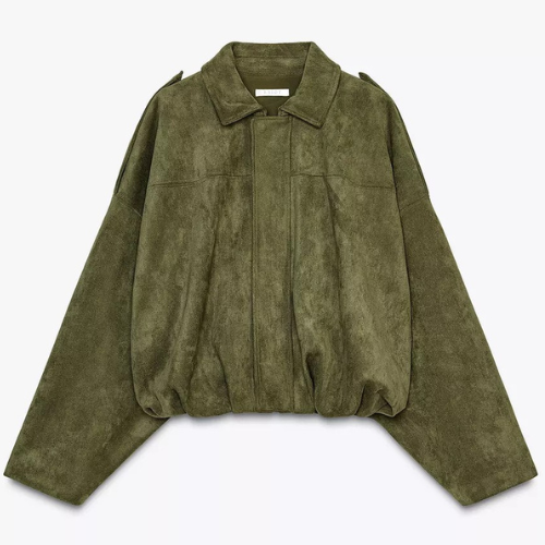 Briôt Wildleather Cropped Bomber - Olive