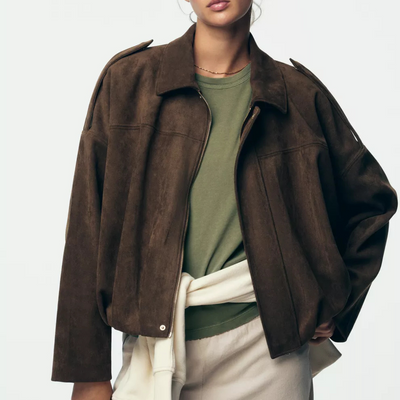 Briôt Cropped Wildleather Bomber - Brown